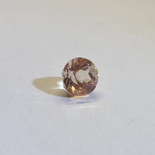 Peach Schiller Faceted Oregon Sunstone 0.80 Carat 5.4mm Round